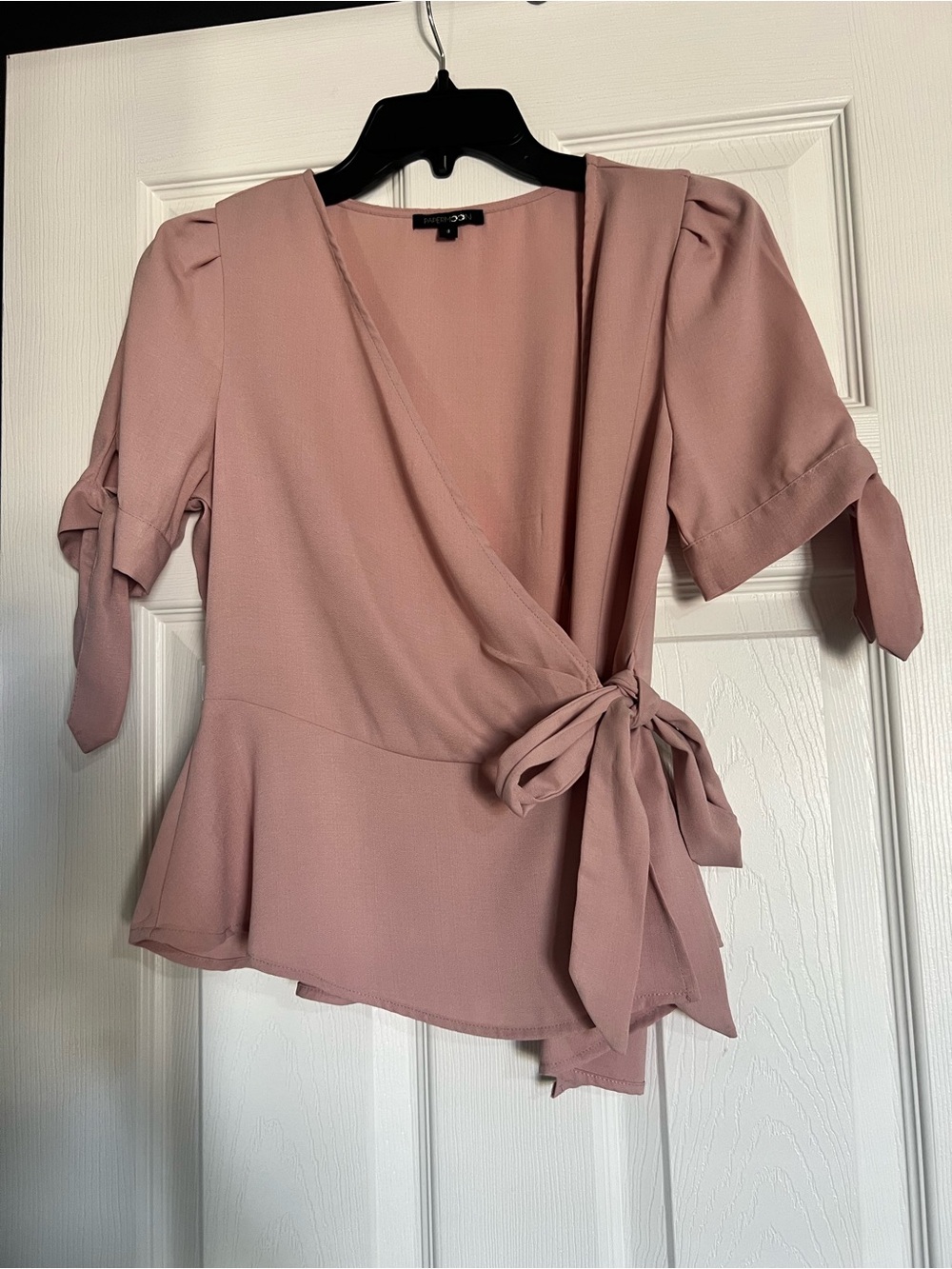 Papermoon Dusty Mauve Wrap Blouse with Tie Waist